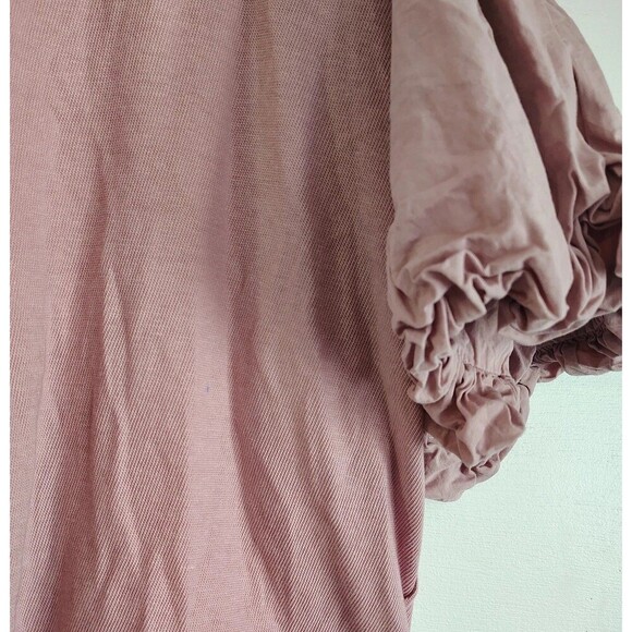 Free People Blossom Tee Mauve Pink Puff Sleeve Oversized Cotton Cottage Boho S - Picture 11 of 12